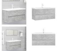 vidaXL Armoire sous lavabo encastré Béton gris Bois composite - Armoire sous lavabo Avec lavabo - Armoires sous lavabo Avec lavabo - Armoire sous lavabo - Armoires sous lavabo
