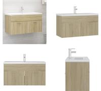 vidaXL Armoire sous lavabo encastrée Chêne Sonoma Bois composite - Armoire Sous Lavabo Avec Lavabo - Armoire Sous Lavabo - Armoire Sous Lavabo