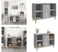 vidaXL Armoire sous lavabo Gris Sonoma 80x33x60 cm Bois composite - Armoire sous lavabo - Armoire sous lavabo - Armoire de salle de bain - Sous-armoire de lavabo