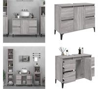 vidaXL Armoire sous lavabo Gris Sonoma 80x33x60 cm Bois composite - Armoire sous lavabo - Armoire sous lavabo - Armoire de salle de bain - Sous-armoire de lavabo