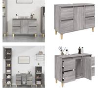 vidaXL Armoire sous lavabo Gris Sonoma 80x33x60 cm Bois composite - Armoire sous lavabo - Armoire sous lavabo - Armoire de salle de bain - Sous-armoire de lavabo