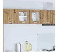 vidaXL Armoire Suspendue 2 Pc Chêne Artisanal en Bois d'ingénierie avec porte vitrée pour exposer la vaisselle 22416