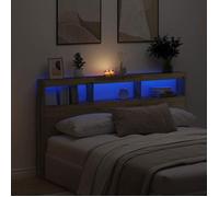 vidaXL Armoire Tête de Lit LED Chêne Artisanal 180x102 cm