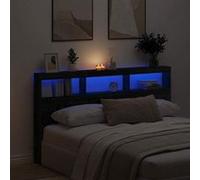 vidaXL Armoire tête de lit avec LED chêne noir 180x17x102 cm, tête de lit, tête de lit à LED, armoire de chambre à coucher 863136 Noir