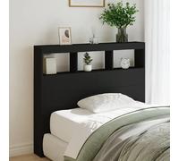 vidaXL Armoire tête de lit 839190 avec LED et compartiment Noir 120x17x102 cm
