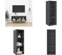 vidaXL Armoire TV murale gris brillant 37x37x107 cm Bois composite - Armoire TV - Armoire TV suspendue - Armoires TV suspendues