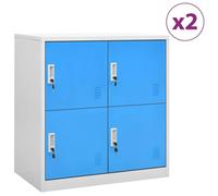vidaXL Armoires à casiers 2 pcs Gris clair et bleu 90x45x92,5 cm Acier