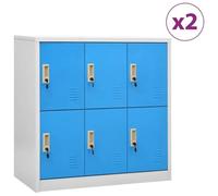 vidaXL Armoires à casiers 2 pcs Gris clair et bleu 90x45x92,5 cm Acier
