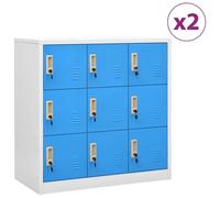 vidaXL Armoires à casiers 2 pcs Gris clair et bleu 90x45x92,5 cm Acier