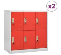 vidaXL Armoires à casiers 2 pcs Gris clair et rouge 90x45x92,5cm Acier