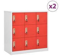 vidaXL Armoires à casiers 2 pcs Gris clair et rouge 90x45x92,5cm Acier