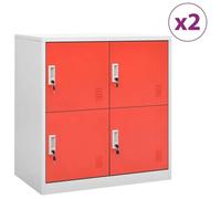 vidaXL Armoires à casiers 2 pcs Gris clair et rouge 90x45x92,5cm Acier