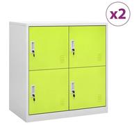 vidaXL Armoires à casiers 2 pcs Gris clair et vert 90x45x92,5 cm Acier