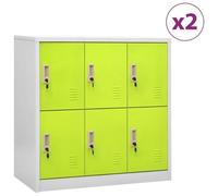 vidaXL Armoires à casiers 2 pcs Gris clair et vert 90x45x92,5 cm Acier
