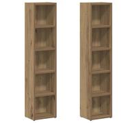 vidaXL Armoires à CD 2 pcs chêne Artisanal 21x16x93,5 cm, unité de Rangement CD, Armoire de Rangement CD, Placard à CD, Armoire à étagère