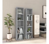 vidaXL 2X Armoires à CD Armoires à Étagères Meubles de Rangement Bureau Chambre Intérieur Sonoma Gris 21x16x93,5 cm Bois d'Ingénierie
