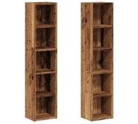 vidaXL Armoires à CD 2 pcs Vieux Bois 21x16x93,5 cm Bois d'ingénierie, unité de Rangement CD, Armoire de Rangement CD, Placard à CD, Armoire à étagère