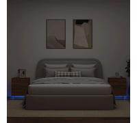 vidaXL Armoires de chevet et lumières LED 2 pcs - Chêne marron