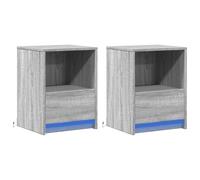 vidaXL Armoires de chevet Sonoma Gris LED 2 pièces