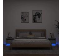 Armoiress de Chevet avec Lumières LED 2 pcs, Tables de Chevet avec Rangement, Armoires de Nuit Chambre, Moderne, 836805