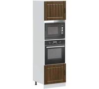 vidaXL Armoires de four 2 pièces "Lucca" en bois d'ingénierie chêne brun 3315048 Marron