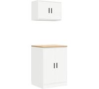 vidaXL Armoires de garage 2 pcs. Blanc Bois composite