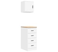 vidaXL Armoires de garage 2 pcs. Blanc Bois composite