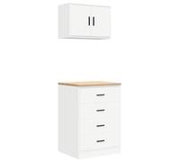 vidaXL Armoires de garage 2 pcs blanc bois d'ingénierie