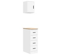 vidaXL Armoires de garage 2 pcs. Blanc Bois composite