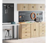 vidaXL Armoires de garage 2 pcs chêne sonoma bois d'ingénierie