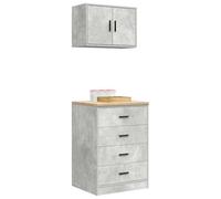 vidaXL Armoires de garage 2 pcs. Gris béton Bois composite