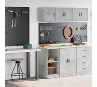 vidaXL Armoires de garage 2 pcs gris béton bois d'ingénierie