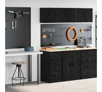 vidaXL Armoires de garage 2 pcs. noir bois composite