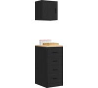 vidaXL Armoires de garage 2 pcs. noir bois composite