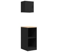 vidaXL Armoires de garage 2 pcs. noir bois composite