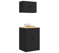 vidaXL Armoires de garage 2 pcs. noir bois composite