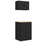 vidaXL Armoires de garage 2 pcs. noir bois composite