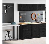 vidaXL Armoires de garage 2 pcs. noir bois composite