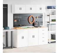 vidaXL Armoires de garage 6 pièces Bois d'ingénierie Blanc