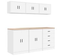 vidaXL Armoires de garage 6 pcs - Blanc