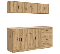vidaXL Armoires de garage 6 pcs. Chêne Artisan Matériaux dérivés du bois