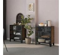 Armoires de rangement 2 pcs Marron 72x36x82 cm Métal et MDF3095971