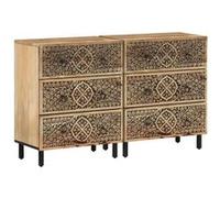 vidaXL Armoires Latérales 2 pcs, Buffets avec Tiroirs, Meubles de Rangement Salon Chambre à Coucher Salle à Manger, Rétro, 3206305 Marron G