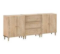 vidaXL Armoires latérales 3 pcs 60x33x75 cm bois massif de manguier, armoire, armoire de rangement, armoire console, placard, buffet de salon Bois