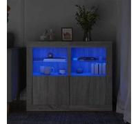vidaXL Armoires Latérales et Lumières LED 2 pcs, Buffets avec Porte, Meubles de Rangement, Organisateur de Salon, Moderne, 836641 Or G