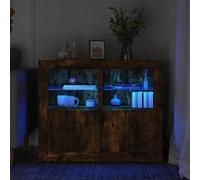 vidaXL Armoires Latérales et Lumières LED 2 pcs, Buffets avec Porte, Meubles de Rangement, Organisateur de Salon, Moderne, 836639 Marron G