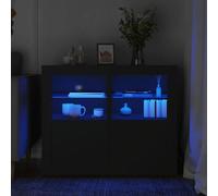 vidaXL Armoires latérales et lumières LED 2 pcs noir bois d'ingénierie