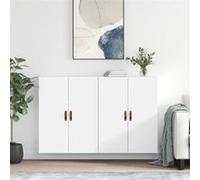 Armoires murales 2 pcs blanc 69,5x34x90 cm, armoire, vitrine murale, armoire flottante, armoire de rangement, armoire de rangement avec portes