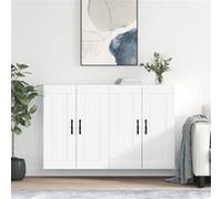 vidaXL Armoires murales 2 pcs blanc bois d'ingénierie, armoire, armoire suspendue, armoire latérale, armoire de rangement, armoire murale suspendue Blanc G
