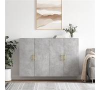 vidaXL Armoires murales 2 pcs gris béton 69,5x34x90 cm, armoire, vitrine murale, armoire flottante, armoire de rangement 3195615 Gris G